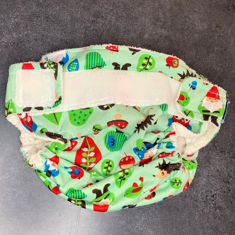 Blueberry Cloth Diaper Garden Gnome, Reusable Cloth Diaper, Eco Friendly, Velcro